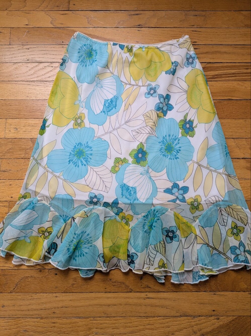 Blue and Yellow Flowy Skirt